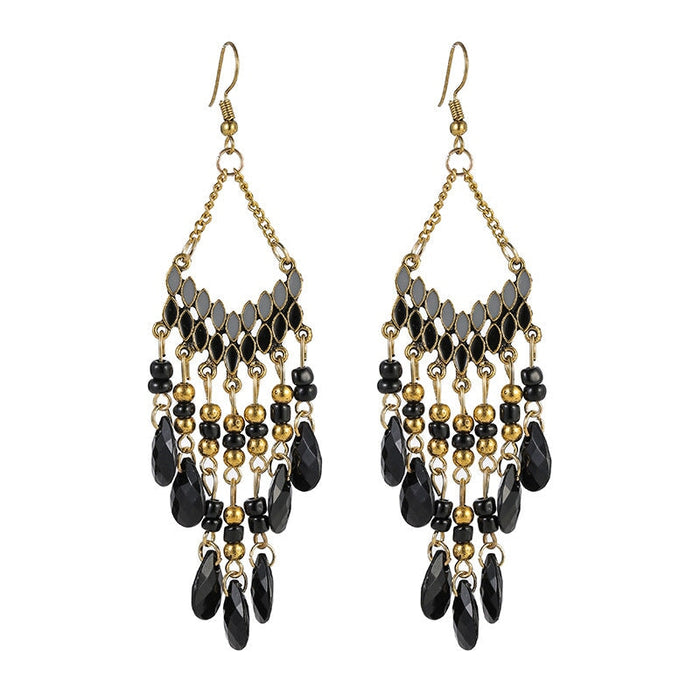 Wholesale water drop long scalloped tassel earrings JDC-ES-daiq016 Earrings 黛茜 1 Wholesale Jewelry JoyasDeChina Joyas De China