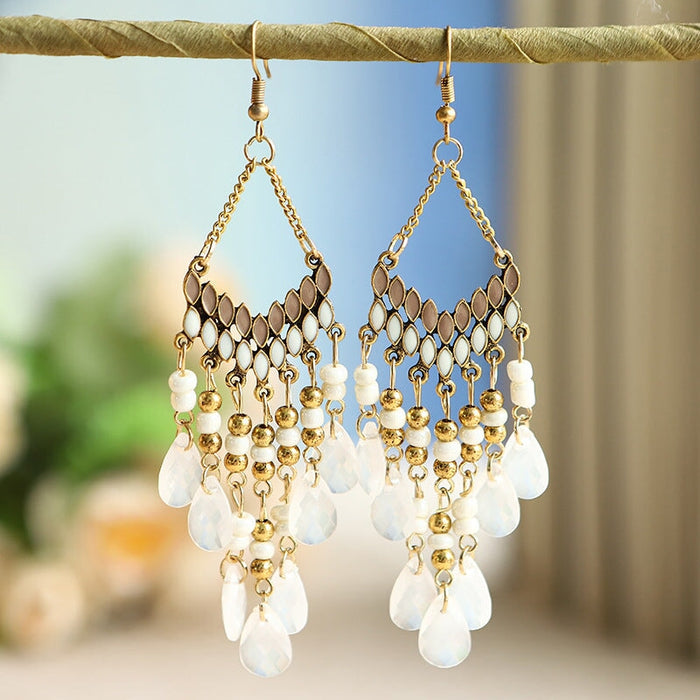 Wholesale water drop long scalloped tassel earrings JDC-ES-daiq016 Earrings 黛茜 Wholesale Jewelry JoyasDeChina Joyas De China