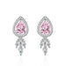 Wholesale water drop zircon long silver plated earrings JDC-ES-BZ006 Earrings 标志 pink Wholesale Jewelry JoyasDeChina Joyas De China