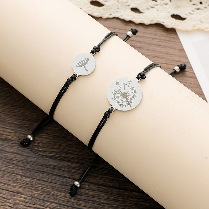 Wholesale wax thread braid stainless steel dandelion Mother's Day bracelet JDC-BT-LanT018 Bracelet 阆天 Wholesale Jewelry JoyasDeChina Joyas De China