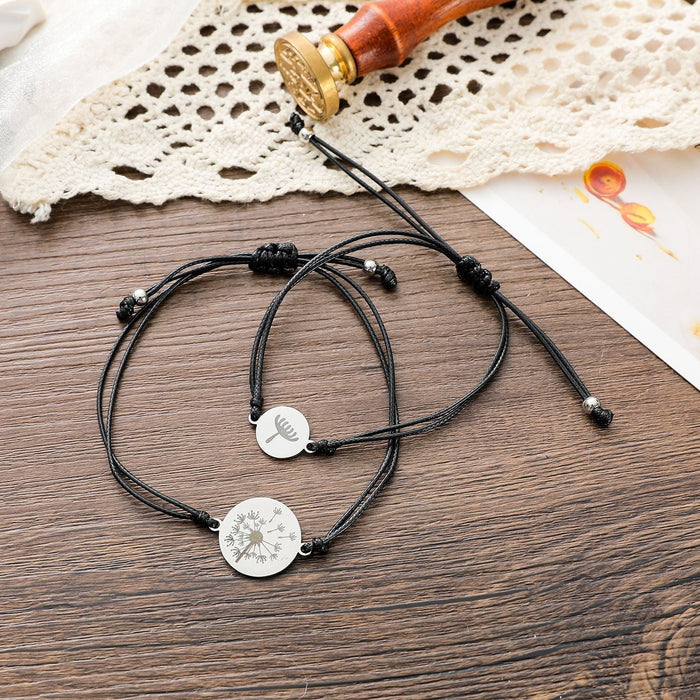 Wholesale wax thread braid stainless steel dandelion Mother's Day bracelet JDC-BT-LanT018 Bracelet 阆天 Wholesale Jewelry JoyasDeChina Joyas De China