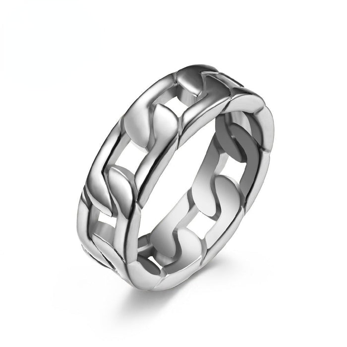 Wholesale weave Cuban chain stainless steel ring ring JDC-RS-QianF008 Rings 千风 Wholesale Jewelry JoyasDeChina Joyas De China