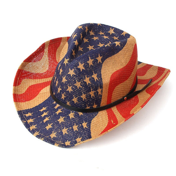 Wholesale Western Cowboy Sunshade Flat Top Flange Straw Woven Hat JDC-FH-GSYH198 Fashionhat 予画 Wholesale Jewelry JoyasDeChina Joyas De China