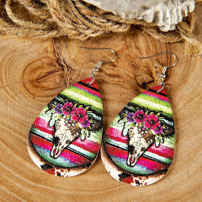 Wholesale Western Style Turquoise Leather Earrings JDC-ES-Saip006 Earrings 赛蒲 14# Wholesale Jewelry JoyasDeChina Joyas De China