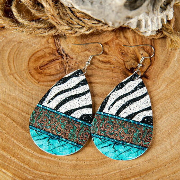 Wholesale Western Style Turquoise Leather Earrings JDC-ES-Saip006 Earrings 赛蒲 16# Wholesale Jewelry JoyasDeChina Joyas De China