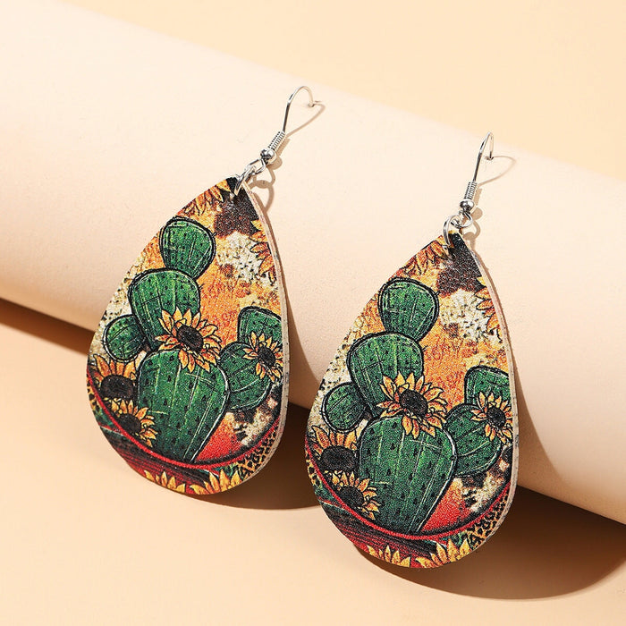 Wholesale Western Style Turquoise Leather Earrings JDC-ES-Saip006 Earrings 赛蒲 22# Wholesale Jewelry JoyasDeChina Joyas De China