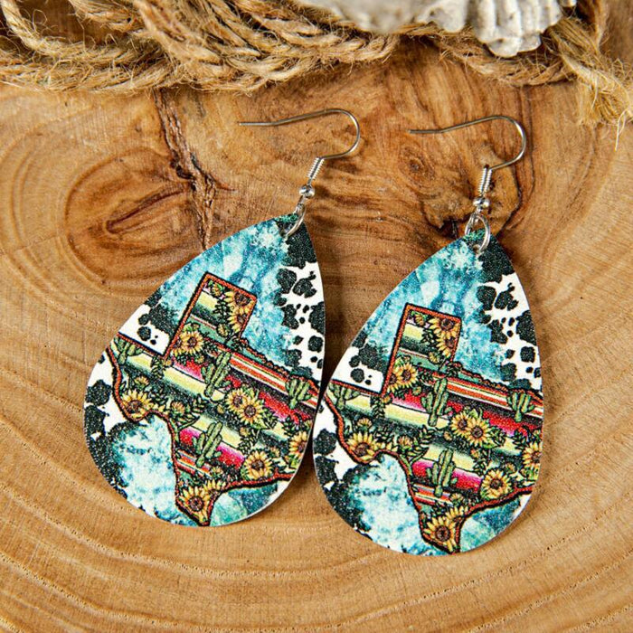 Wholesale Western Style Turquoise Leather Earrings JDC-ES-Saip006 Earrings 赛蒲 3# Wholesale Jewelry JoyasDeChina Joyas De China