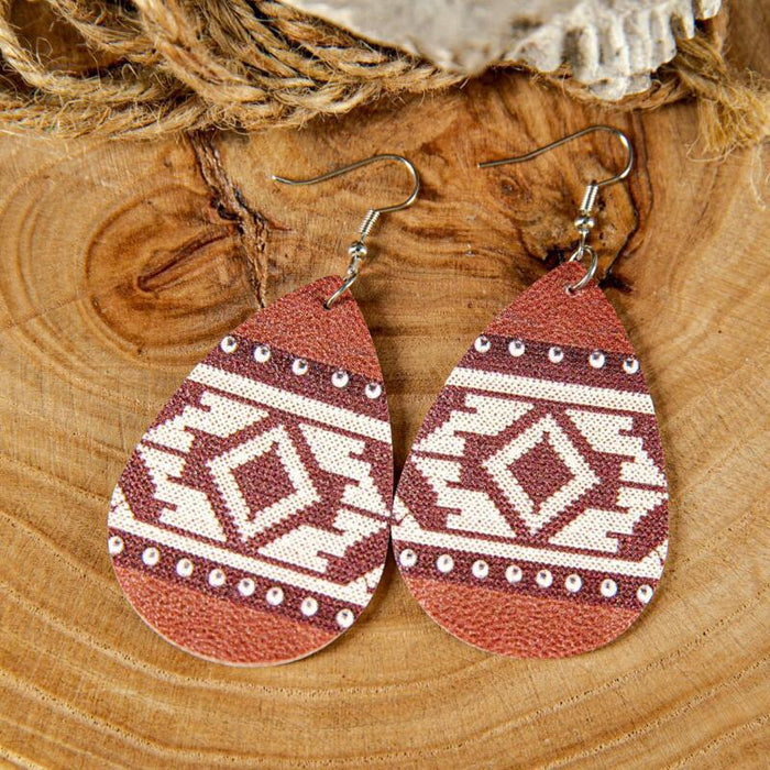 Wholesale Western Style Turquoise Leather Earrings JDC-ES-Saip006 Earrings 赛蒲 Wholesale Jewelry JoyasDeChina Joyas De China