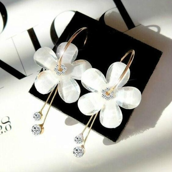 Bulk Jewelry Wholesale white acrylic zircon tassel earrings JDC-ES-RL006 Wholesale factory from China YIWU China