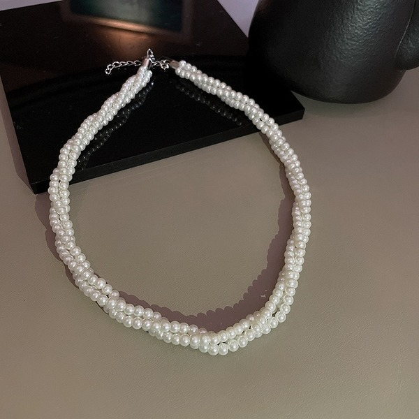 Bulk Jewelry Wholesale white alloy multi-layer pearl winding necklace JDC-NE-BY031 Wholesale factory from China YIWU China