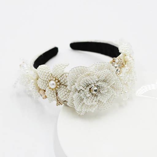 Bulk Jewelry Wholesale white artificial leather crystal pearl flower hoop JDC-HD-JB005 Wholesale factory from China YIWU China