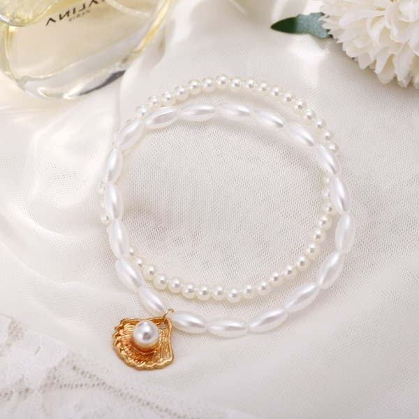 Bulk Jewelry Wholesale white artificial pearl fan shell pendant anklet JDC-AS-F327 Wholesale factory from China YIWU China