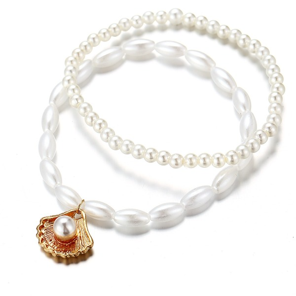 Bulk Jewelry Wholesale white artificial pearl fan shell pendant anklet JDC-AS-F327 Wholesale factory from China YIWU China