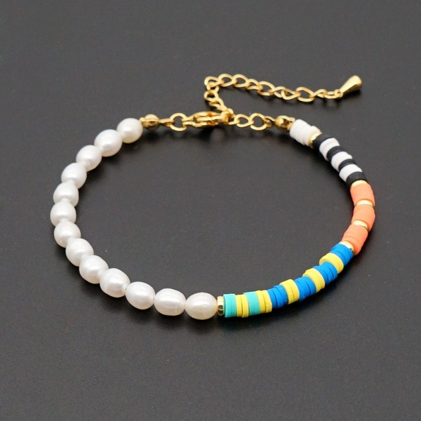 Bulk Jewelry Wholesale white bohemian rainbow soft pottery pearl bracelet JDC-gbh369 Wholesale factory from China YIWU China