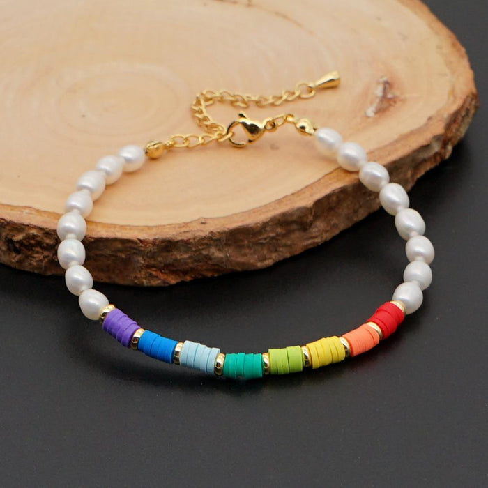 Bulk Jewelry Wholesale white bohemian rainbow soft pottery pearl bracelet JDC-gbh369 Wholesale factory from China YIWU China