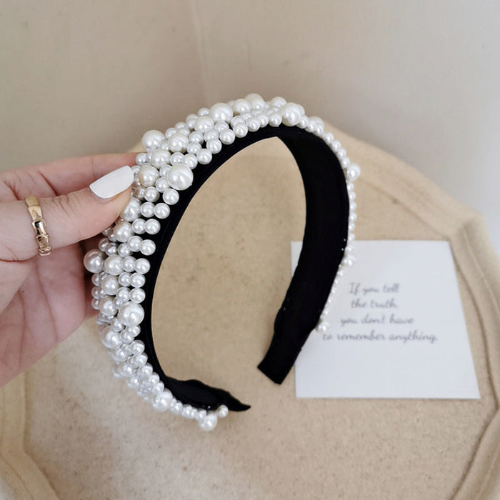 Wholesale White Bridal Pearl Crown Baroque Headband JDC-HD-Yangq001 Headband 艳茜 Black Wholesale Jewelry JoyasDeChina Joyas De China