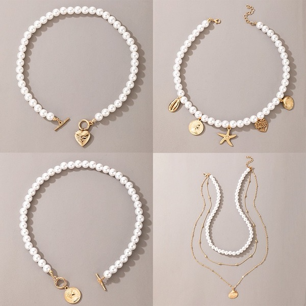 Bulk Jewelry Wholesale white coin one word buckle short neck chain JDC-NE-C010 Wholesale factory from China YIWU China