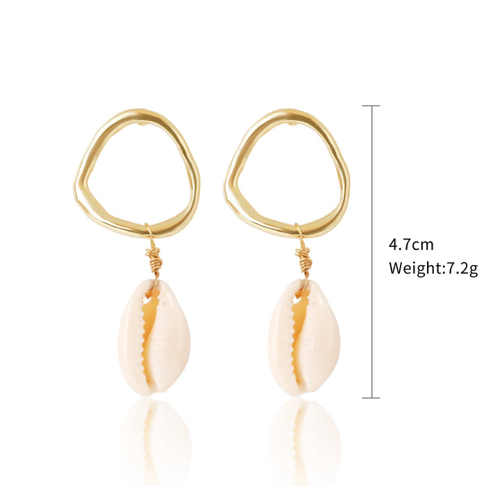 Wholesale white conch shell alloy stud earrings JDC-ES-ManY007 Earrings 满溢 Wholesale Jewelry JoyasDeChina Joyas De China