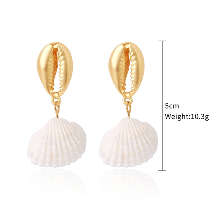 Wholesale white conch shell alloy stud earrings JDC-ES-ManY007 Earrings 满溢 Wholesale Jewelry JoyasDeChina Joyas De China