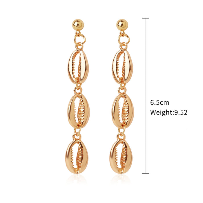 Wholesale white conch shell alloy stud earrings JDC-ES-ManY007 Earrings 满溢 Wholesale Jewelry JoyasDeChina Joyas De China