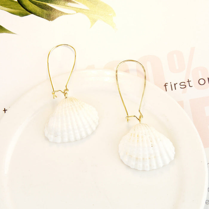 Wholesale white conch shell alloy stud earrings JDC-ES-ManY007 Earrings 满溢 Wholesale Jewelry JoyasDeChina Joyas De China