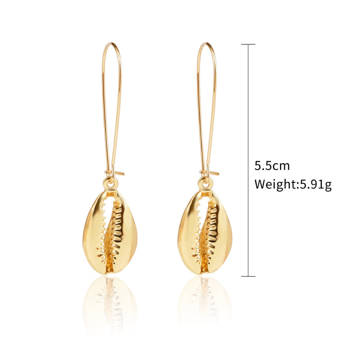 Wholesale white conch shell alloy stud earrings JDC-ES-ManY007 Earrings 满溢 Wholesale Jewelry JoyasDeChina Joyas De China