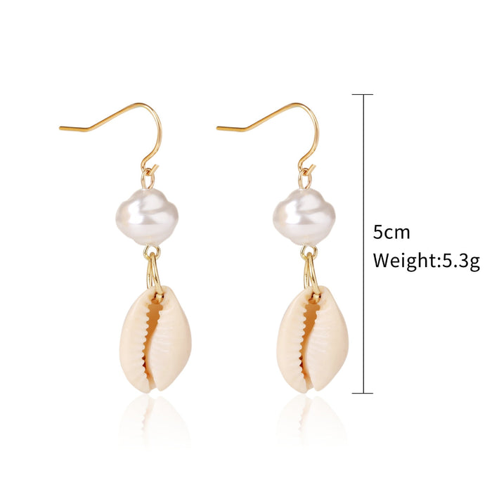 Wholesale white conch shell alloy stud earrings JDC-ES-ManY007 Earrings 满溢 Wholesale Jewelry JoyasDeChina Joyas De China