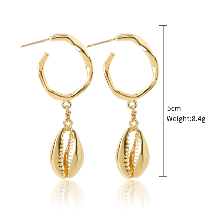 Wholesale white conch shell alloy stud earrings JDC-ES-ManY007 Earrings 满溢 E1903-21 Wholesale Jewelry JoyasDeChina Joyas De China