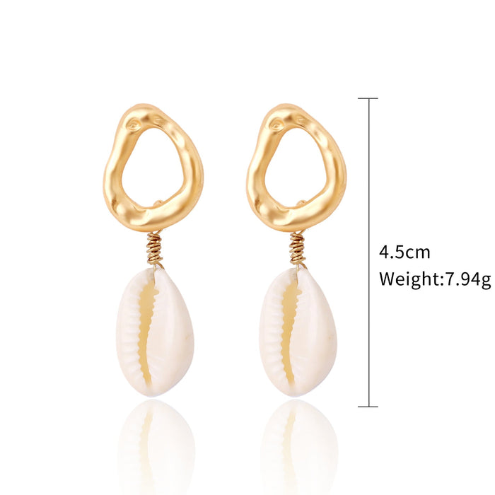 Wholesale white conch shell alloy stud earrings JDC-ES-ManY007 Earrings 满溢 E1903-25 Wholesale Jewelry JoyasDeChina Joyas De China