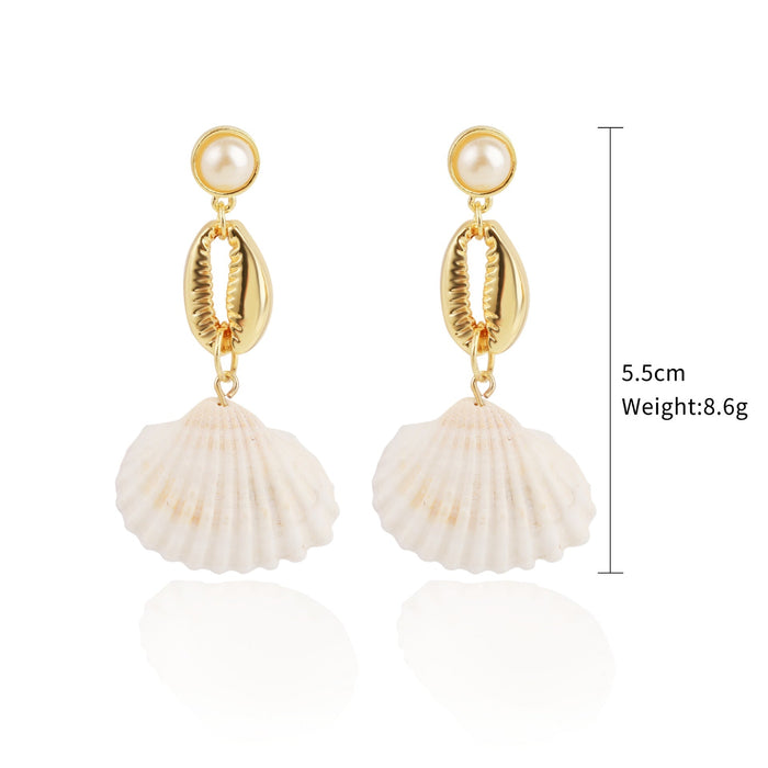 Wholesale white conch shell alloy stud earrings JDC-ES-ManY007 Earrings 满溢 E1903-30 Wholesale Jewelry JoyasDeChina Joyas De China