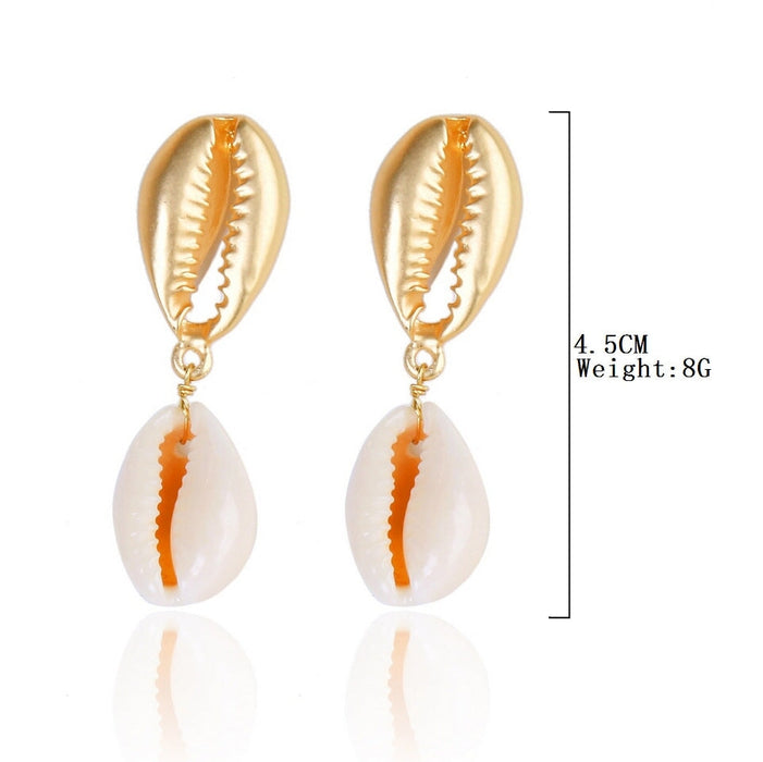 Wholesale white conch shell alloy stud earrings JDC-ES-ManY007 Earrings 满溢 E1904-9 Wholesale Jewelry JoyasDeChina Joyas De China