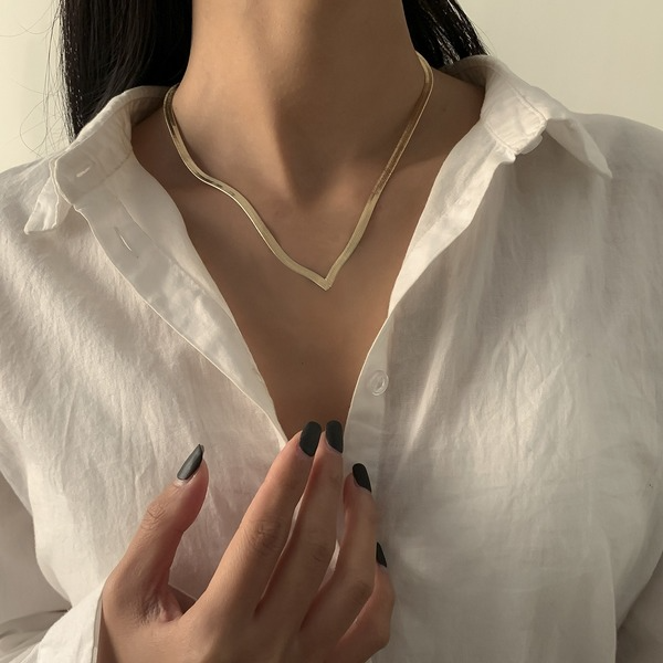 Bulk Jewelry Wholesale white copper V-shaped snake bone chain single-layer necklace JDC-NE-KunJ063 Wholesale factory from China YIWU China