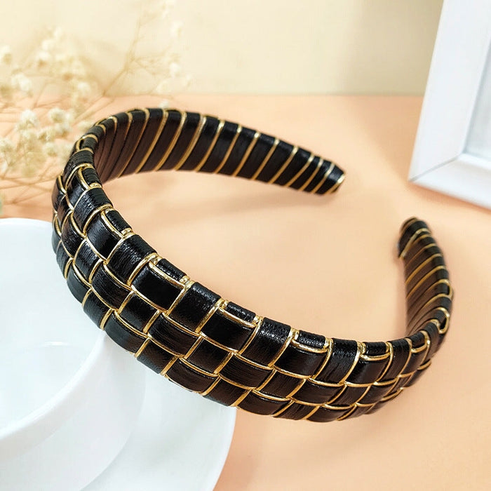 Wholesale white leather hairband JDC-HD-O344 Headband 潮炫 Phnom Penh Wholesale Jewelry JoyasDeChina Joyas De China