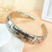 Wholesale white leather hairband JDC-HD-O344 Headband 潮炫 Silver + Gold Wholesale Jewelry JoyasDeChina Joyas De China