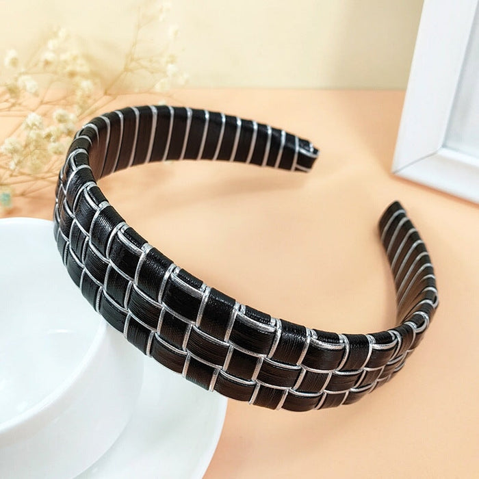 Wholesale white leather hairband JDC-HD-O344 Headband 潮炫 Silver side Wholesale Jewelry JoyasDeChina Joyas De China