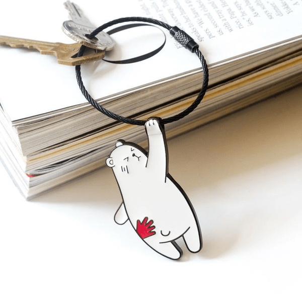 Wholesale white leather key chain JDC-KC-Bam010 Keychains 捌门 Wholesale Jewelry JoyasDeChina Joyas De China