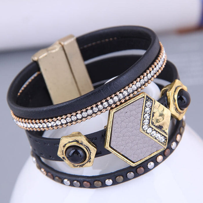 Wholesale white leather magnetic bracelet JDC-BT-WY119 Bracelet 威扬 Wholesale Jewelry JoyasDeChina Joyas De China