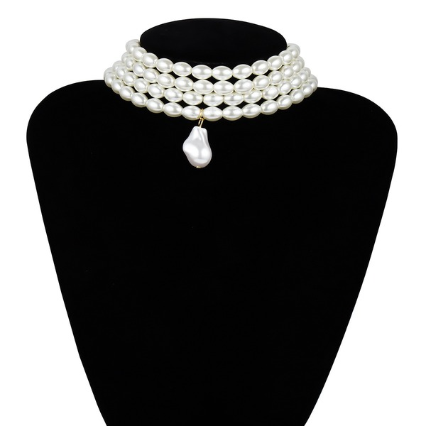 Bulk Jewelry Wholesale white pearl multilayer rice-shaped pearl special-shaped necklace for women JDC-NE-KunJ017 Wholesale factory from China YIWU China