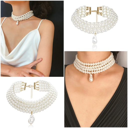 Bulk Jewelry Wholesale white pearl multilayer rice-shaped pearl special-shaped necklace for women JDC-NE-KunJ017 Wholesale factory from China YIWU China