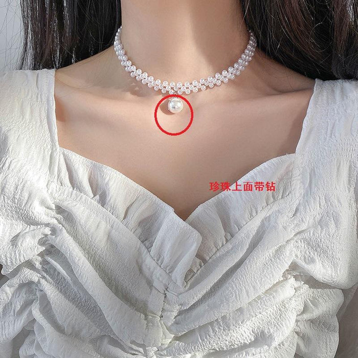 Bulk Jewelry Wholesale white pearl woven necklaces JDC-NE-BY035 Wholesale factory from China YIWU China