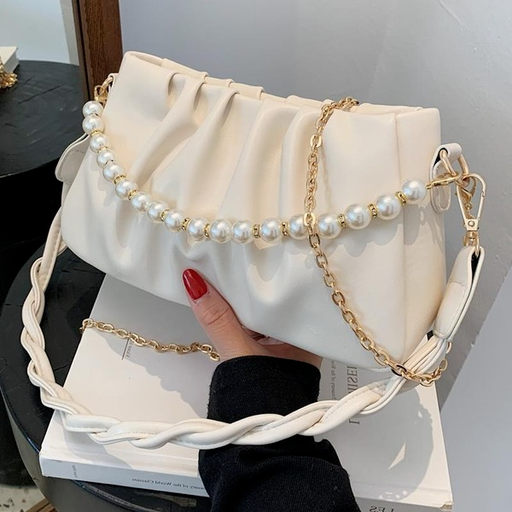 Bulk Jewelry Wholesale white PU chain slanted pleated ladies bag JDC-LB-ZM063 Wholesale factory from China YIWU China