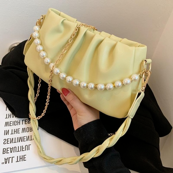 Bulk Jewelry Wholesale white PU chain slanted pleated ladies bag JDC-LB-ZM063 Wholesale factory from China YIWU China