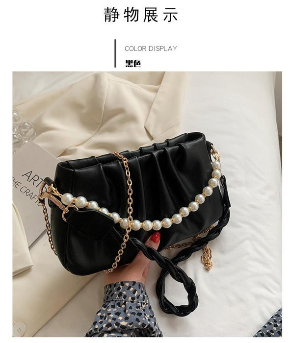 Bulk Jewelry Wholesale white PU chain slanted pleated ladies bag JDC-LB-ZM063 Wholesale factory from China YIWU China