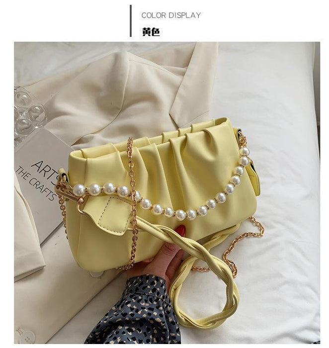 Bulk Jewelry Wholesale white PU chain slanted pleated ladies bag JDC-LB-ZM063 Wholesale factory from China YIWU China