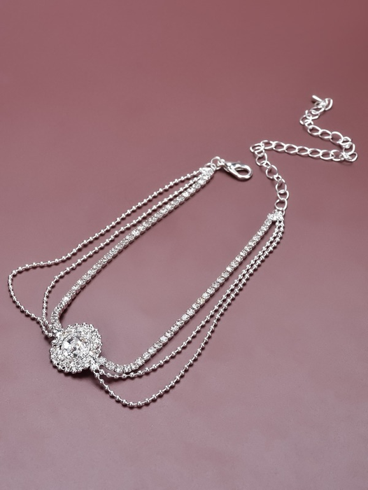 Wholesale white rhinestone anklet JDC-AS-Bis003 Anklet 碧莎 Wholesale Jewelry JoyasDeChina Joyas De China