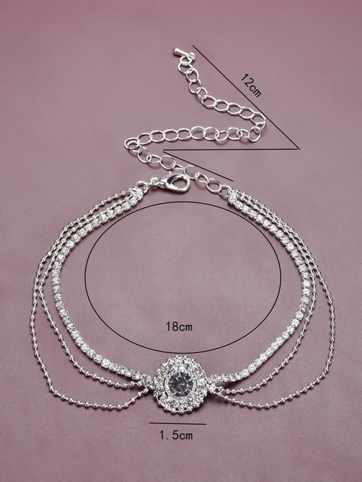 Wholesale white rhinestone anklet JDC-AS-Bis003 Anklet 碧莎 Wholesale Jewelry JoyasDeChina Joyas De China