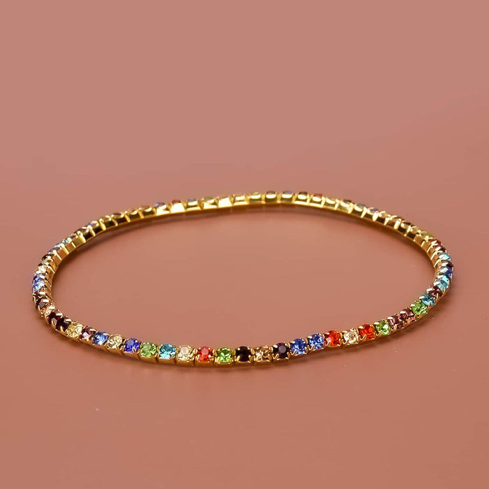 Wholesale white rhinestone anklet JDC-AS-Bis005 Anklet 碧莎 Color diamond row-gold Wholesale Jewelry JoyasDeChina Joyas De China