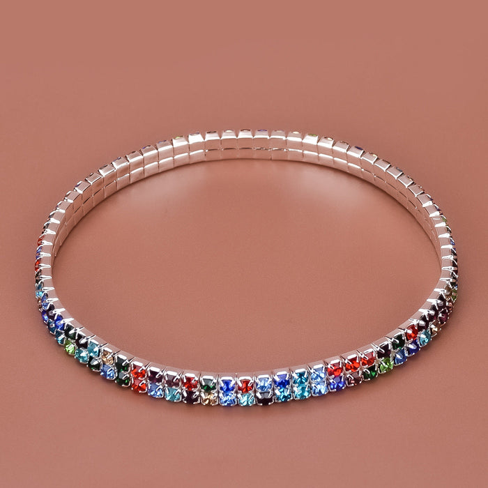 Wholesale white rhinestone anklet JDC-AS-Bis005 Anklet 碧莎 Color diamond second row-silver Wholesale Jewelry JoyasDeChina Joyas De China