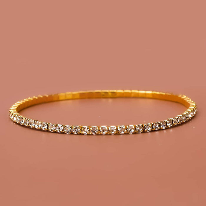 Wholesale white rhinestone anklet JDC-AS-Bis005 Anklet 碧莎 White diamond row-gold Wholesale Jewelry JoyasDeChina Joyas De China