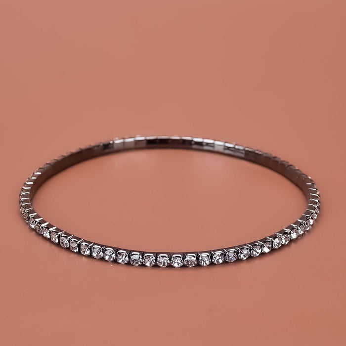 Wholesale white rhinestone anklet JDC-AS-Bis005 Anklet 碧莎 White diamond row-gun black Wholesale Jewelry JoyasDeChina Joyas De China